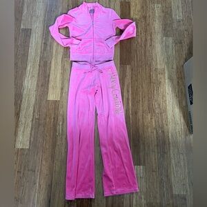 Juicy Couture women's Pink Velour set top sz S & pant sz P